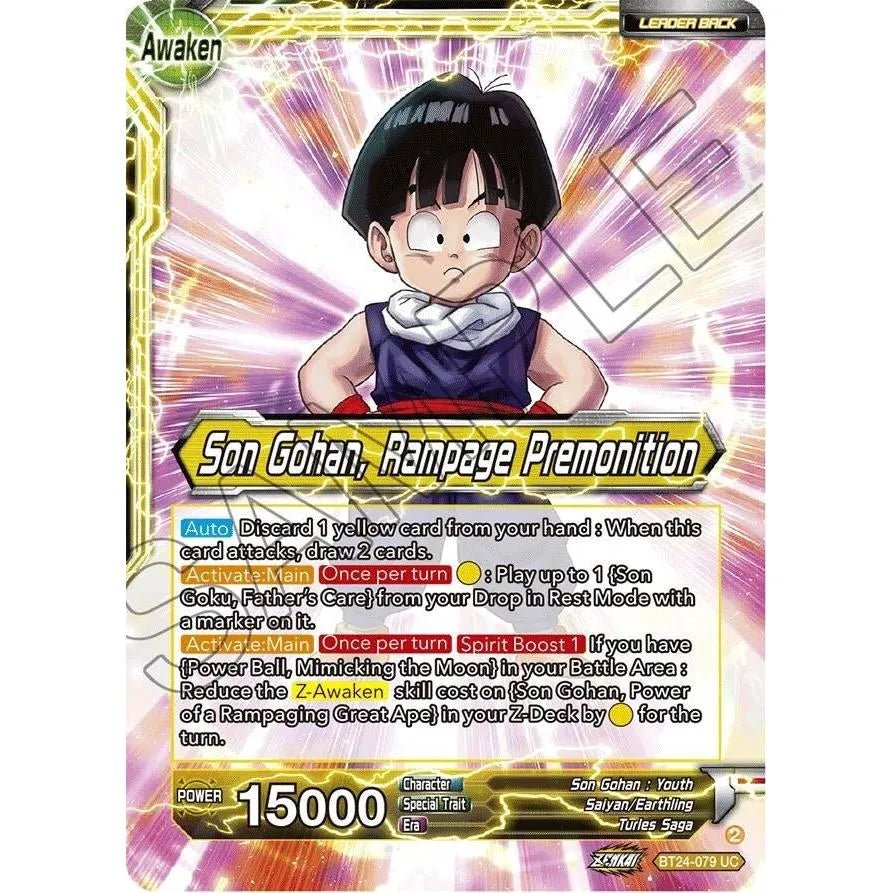 Son Gohan // Son Gohan, Rampage Premonition (Collector Booster Foil) (BT24-079) (Beyond Generations) in Malta | LAB7