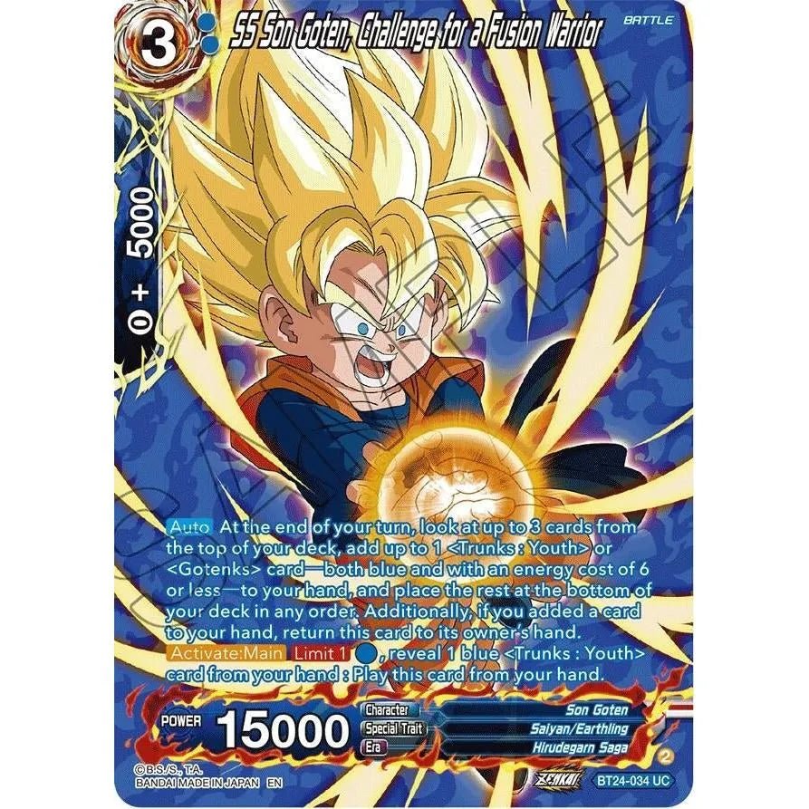 SS Son Goten, Challenge for a Fusion Warrior (Collector Booster Silver) (BT24-034) (Beyond Generations) in Malta | LAB7