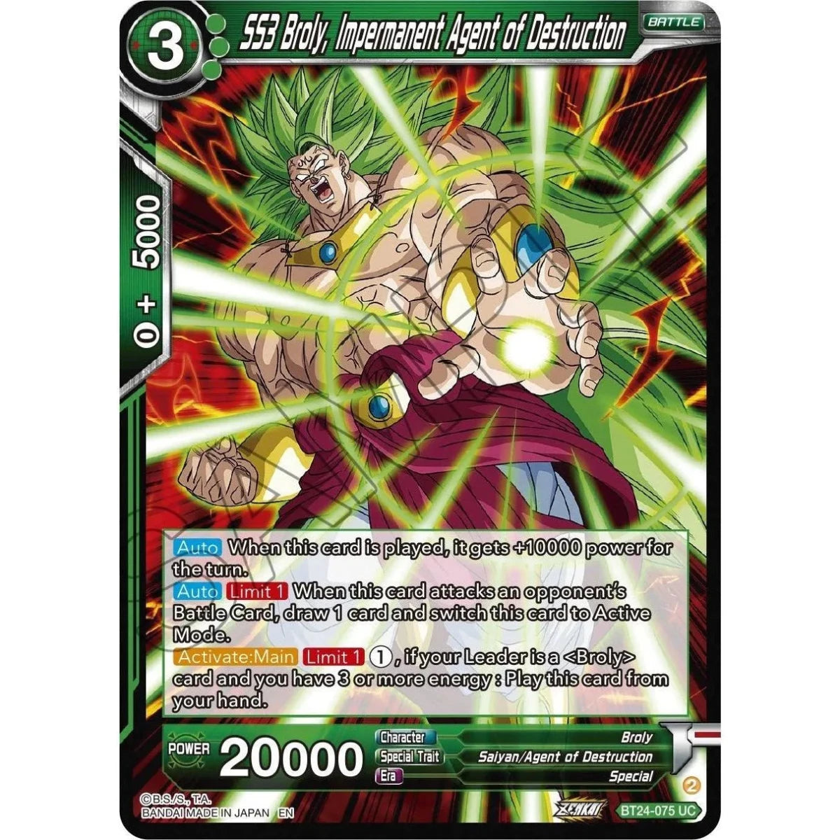 SS3 Broly, Impermanent Agent of Destruction (BT24-075) (Beyond Generations) in Malta | LAB7