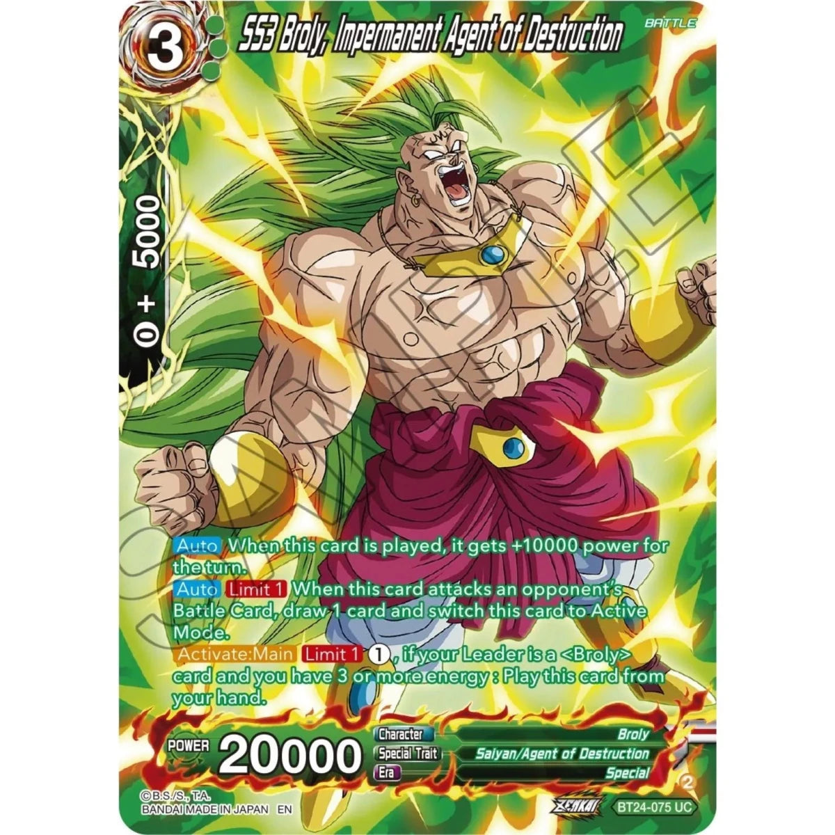 SS3 Broly, Impermanent Agent of Destruction (Collector Booster Silver) (BT24-075) (Beyond Generations) in Malta | LAB7