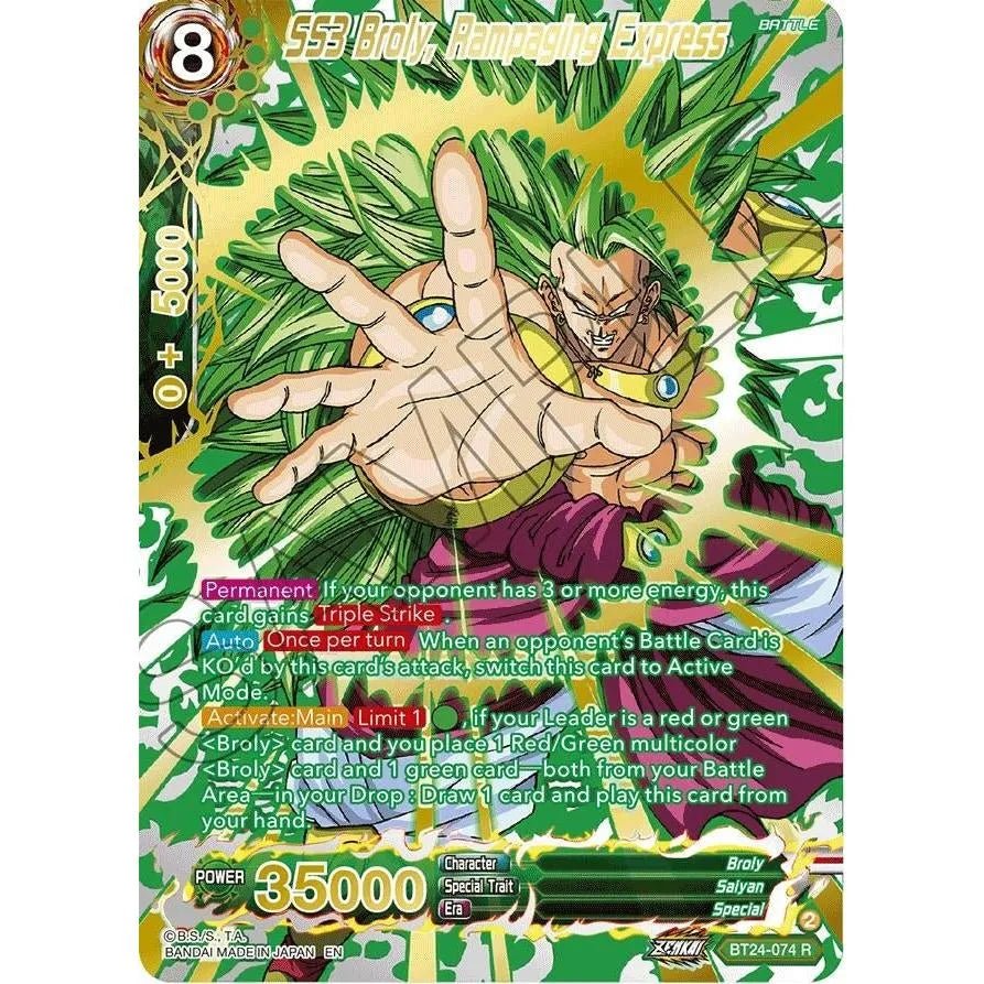 SS3 Broly, Rampaging Express (Collector Booster Gold) (BT24-074) (Beyond Generations) in Malta | LAB7