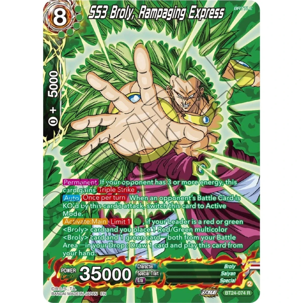 SS3 Broly, Rampaging Express (Collector Booster Silver) (BT24-074) (Beyond Generations) in Malta | LAB7