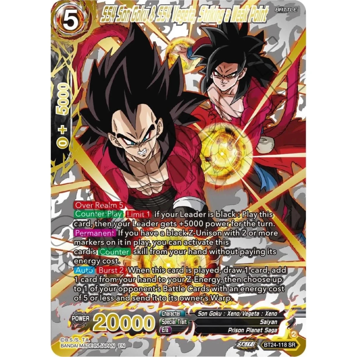 SS4 Son Goku & SS4 Vegeta, Striking a Weak Point (Collector Booster Gold) (BT24-118) (Beyond Generations) in Malta | LAB7