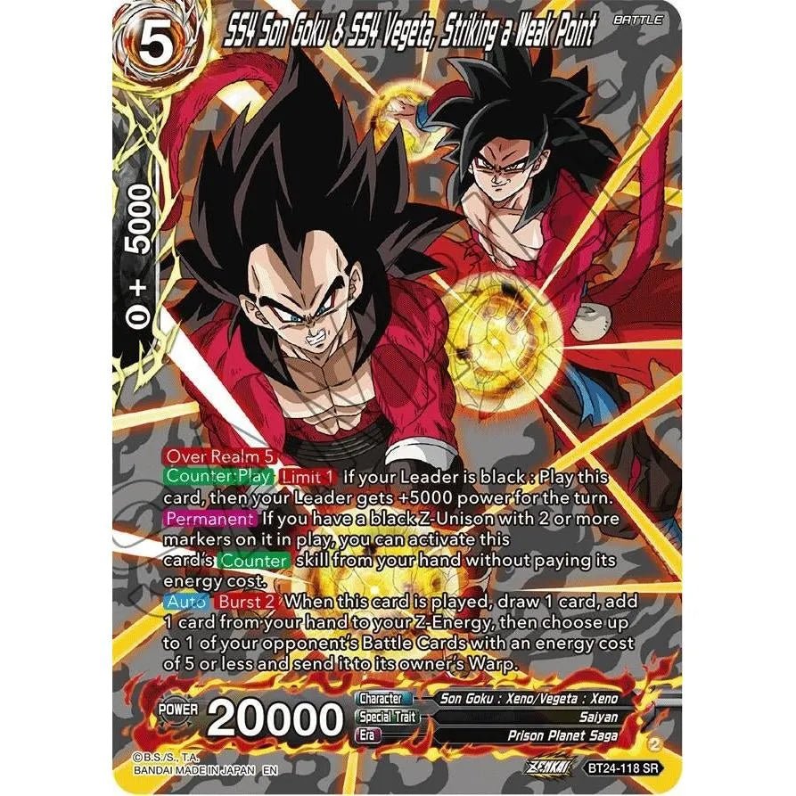 SS4 Son Goku & SS4 Vegeta, Striking a Weak Point (Collector Booster Silver) (BT24-118) (Beyond Generations) in Malta | LAB7