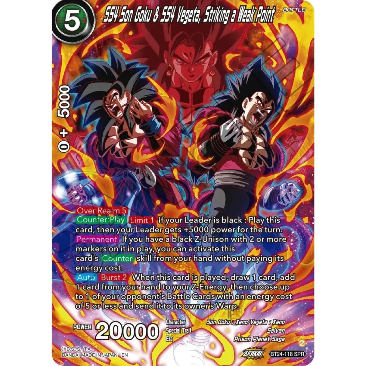 SS4 Son Goku & SS4 Vegeta, Striking a Weak Point (SPR) (BT24-118) (Beyond Generations) in Malta | LAB7