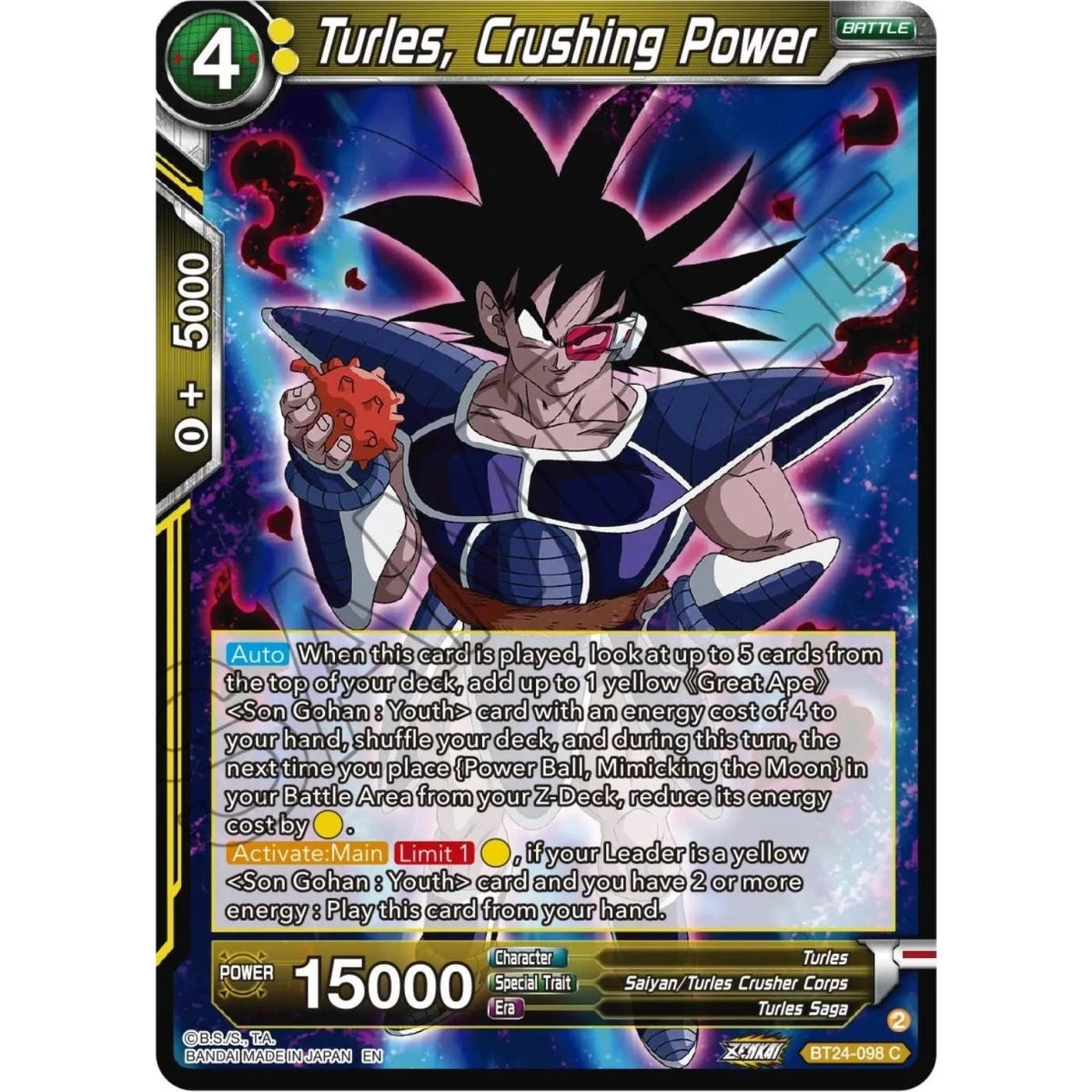 Turles, Crushing Power (BT24-098) (Beyond Generations) in Malta | LAB7