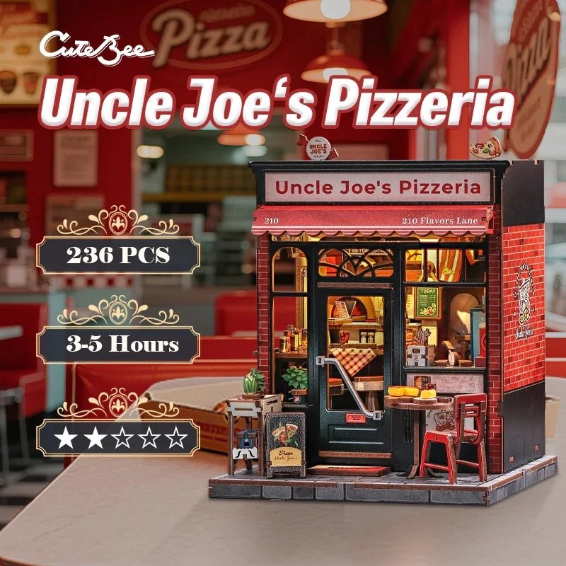 Uncle Joe’s Pizzeria Miniature House DIY Book Nook With LED in Malta | LAB7