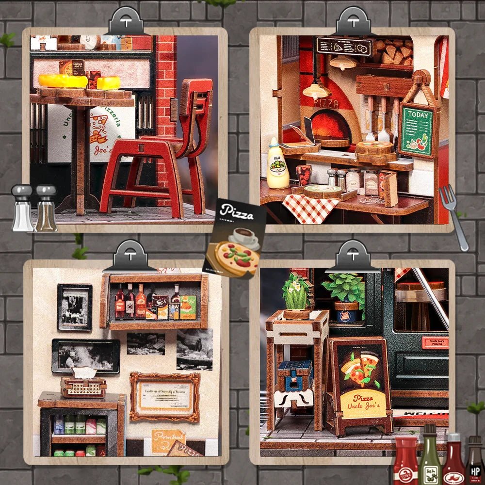 Uncle Joe’s Pizzeria Miniature House DIY Book Nook With LED in Malta | LAB7