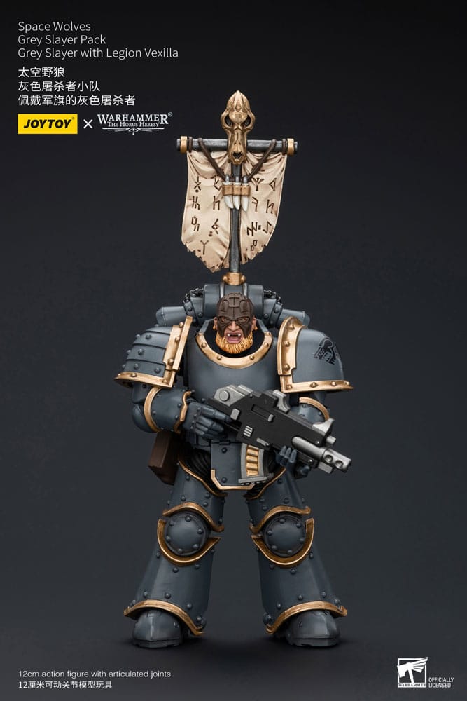 Joy Toy - Warhammer The Horus Heresy Space Wolves Grey Slayer w/ Legion Vexilla