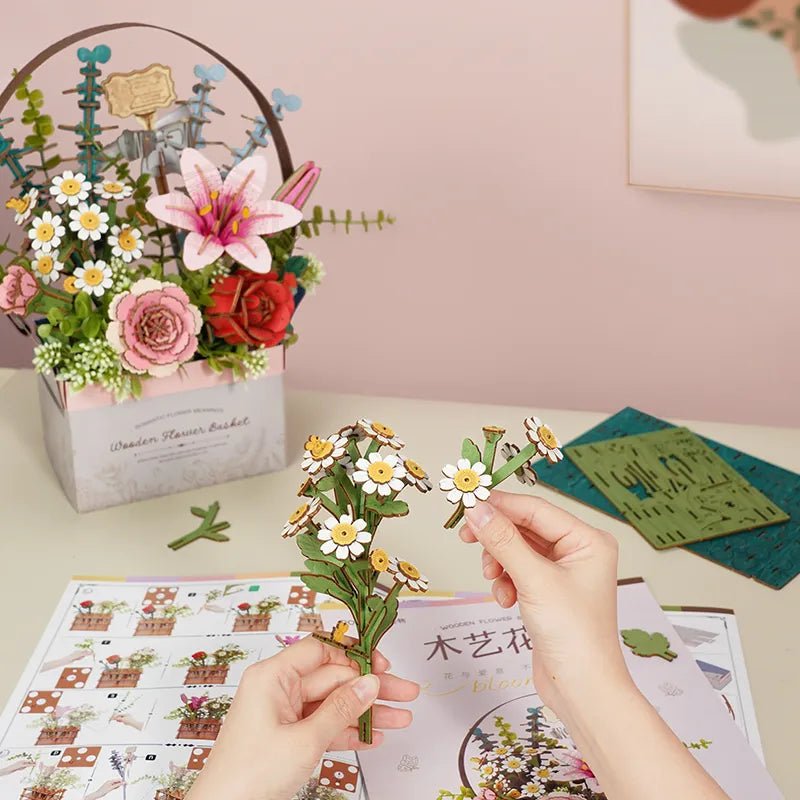 Rowood - Wooden Flower Basket DIY 3D Puzzle (428 Pieces)