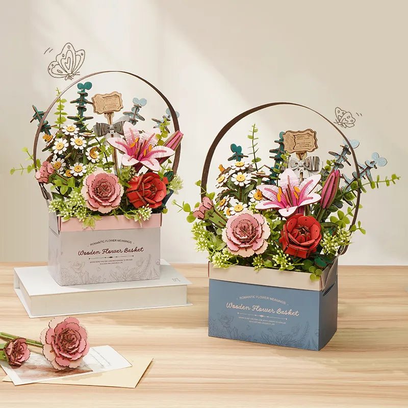 Wooden Flower Basket DIY 3D Puzzle (428 Pieces) by LAB7 Malta, Europe