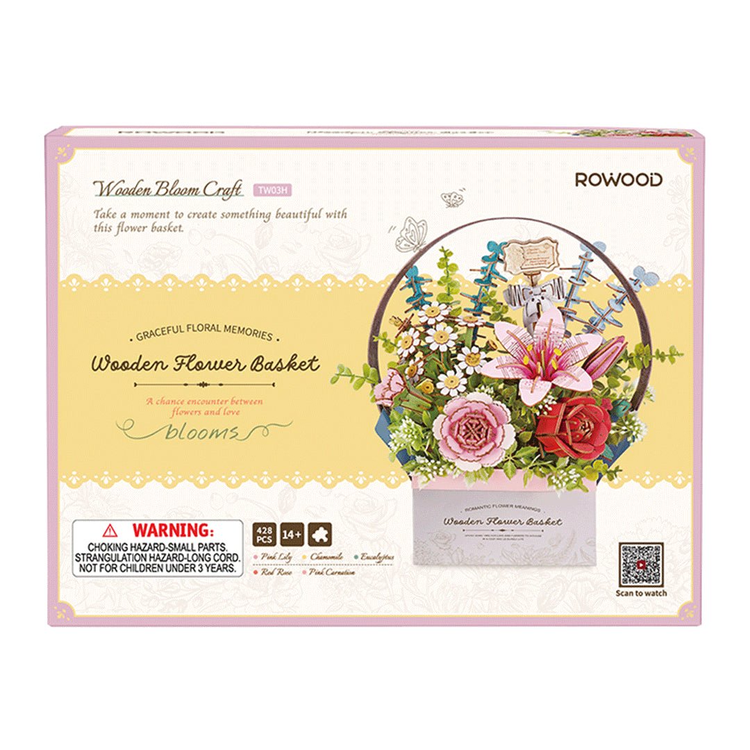 Rowood - Wooden Flower Basket DIY 3D Puzzle (428 Pieces)