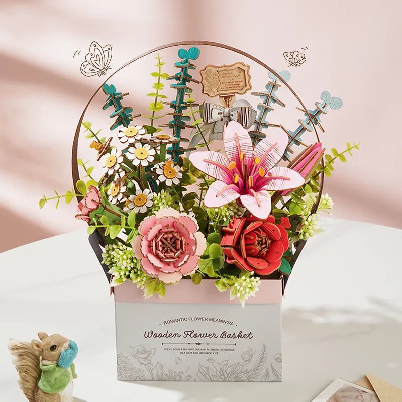 Wooden Flower Basket DIY 3D Puzzle (428 Pieces) by LAB7 Malta, Europe