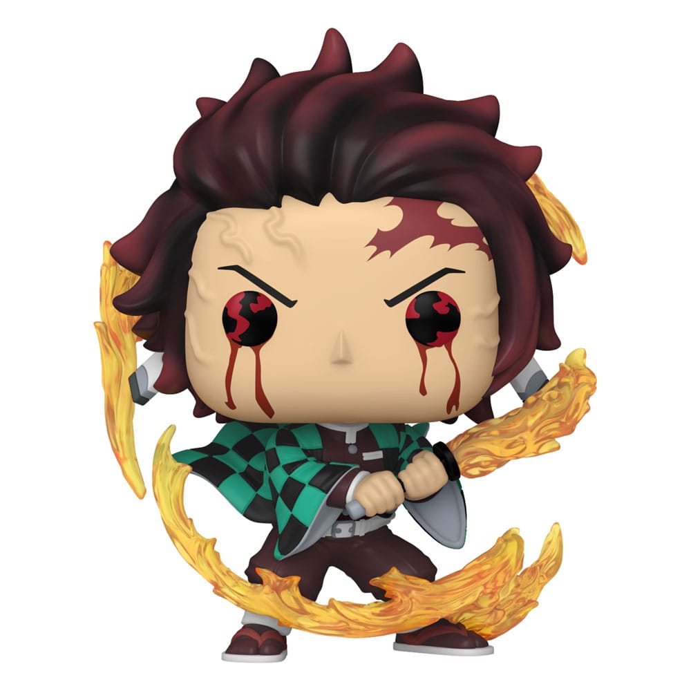 Funko Pop! vinyl figure with spiky hair and fiery aura on a white background