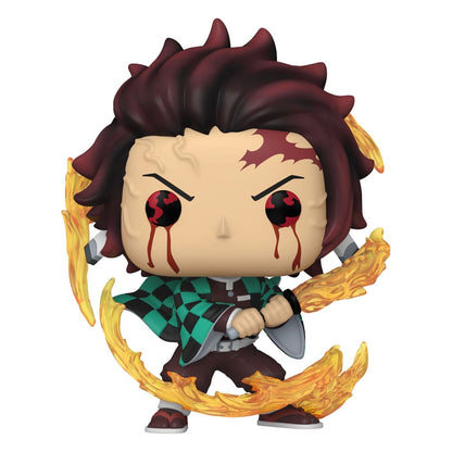 Funko Pop! vinyl figure with spiky hair and fiery aura on a white background