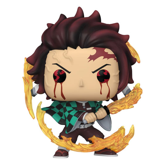 Funko Pop! vinyl figure with spiky hair and fiery aura on a white background