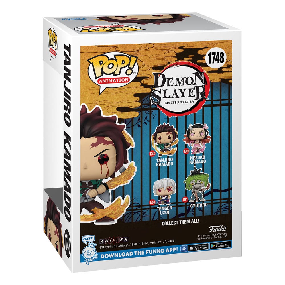 Funko Pop! packaging for Demon Slayer figurines with character illustrations on a white background