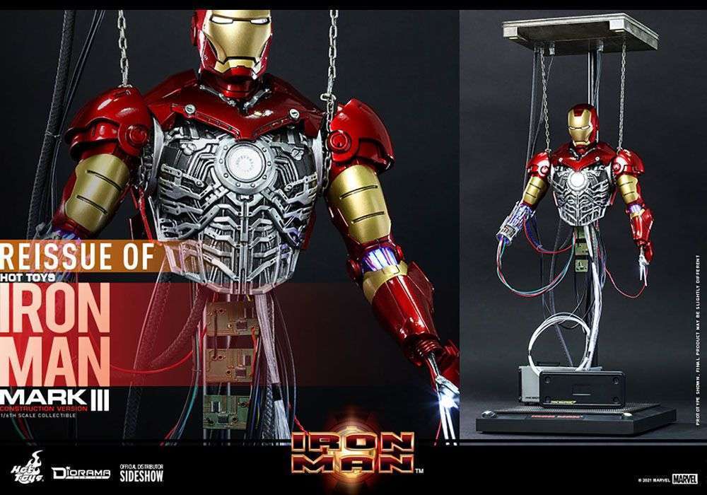 Hot Toys Iron Man Movie Masterpiece Action Figure 1/6 Iron Man Mark III (Construction Version) 39 cm by LAB7 Malta