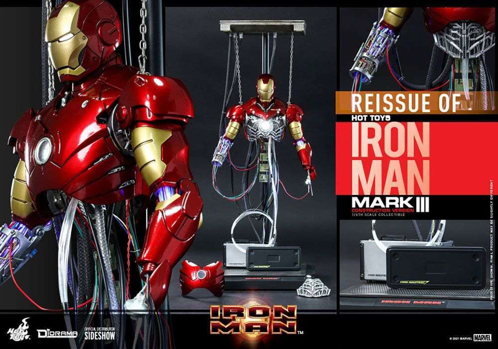 Hot Toys Iron Man Movie Masterpiece Action Figure 1/6 Iron Man Mark III (Construction Version) 39 cm by LAB7 Malta