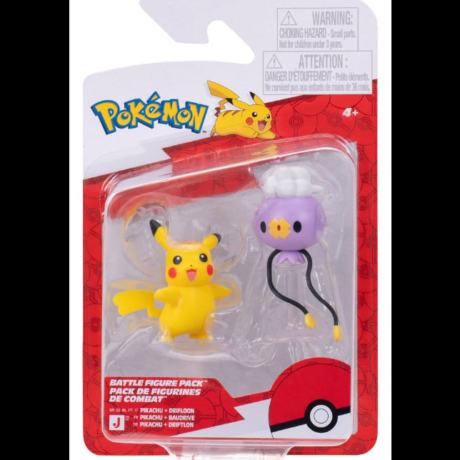Jazwares Pokémon Battle Figure 2-Pack Drifloon & Pikachu