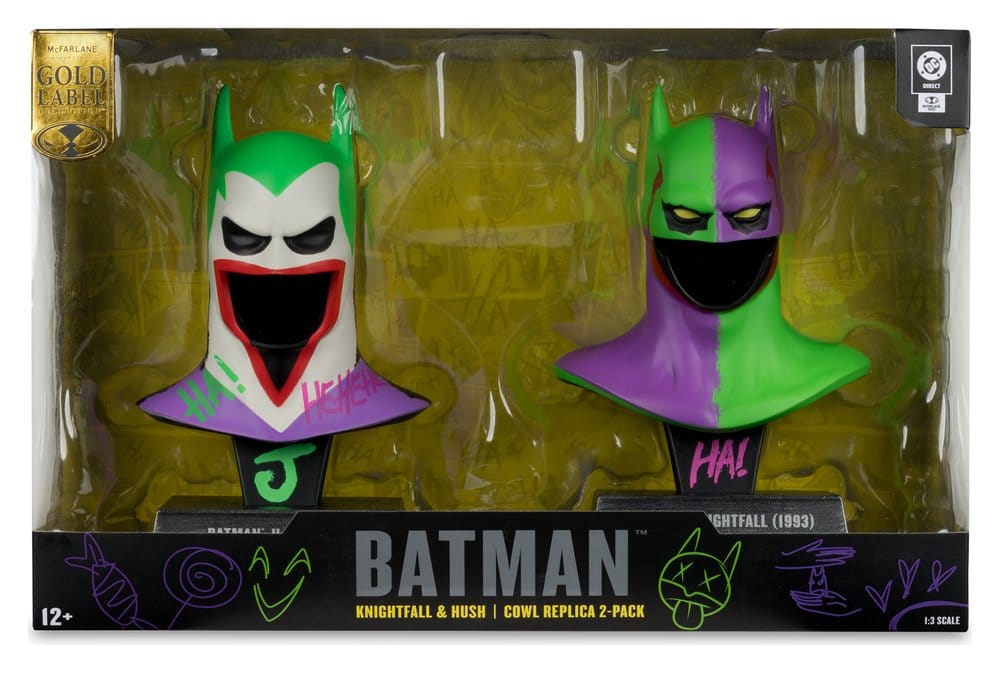McFarlane DC Direct Batman Cowls Hush & Knightfall Jokerized Gold Label 1:3 Scale 2-Pack 18cm